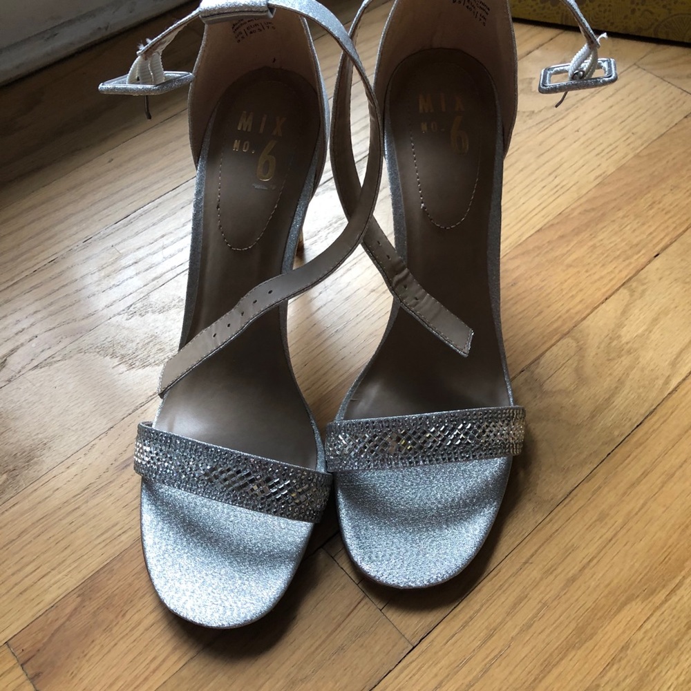 Silver rhinestone strappy heel